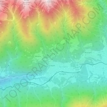 Mappa topografica Sagrogno, altitudine, rilievo