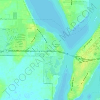 Mappa topografica Westlake, altitudine, rilievo