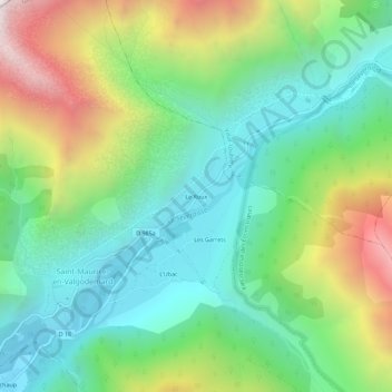 Mappa topografica Le Roux, altitudine, rilievo