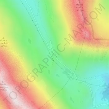 Mappa topografica Passo Foscagno, altitudine, rilievo