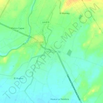 Mappa topografica Mocupe, altitudine, rilievo