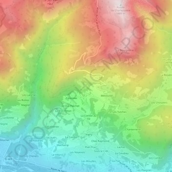 Mappa topografica Challonge, altitudine, rilievo