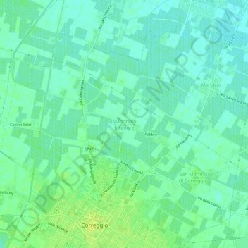 Mappa topografica Mandriolo Inferiore, altitudine, rilievo