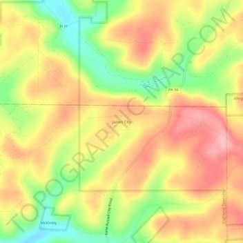Mappa topografica James City, altitudine, rilievo