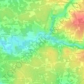 Mappa topografica La Martinière, altitudine, rilievo