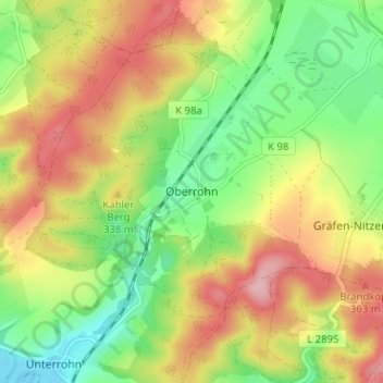 Mappa topografica Oberrohn, altitudine, rilievo