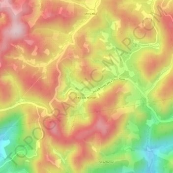 Mappa topografica Alto Areinha, altitudine, rilievo