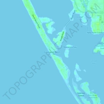 Mappa topografica Englewood Beach, altitudine, rilievo