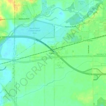 Mappa topografica Edgewood, altitudine, rilievo