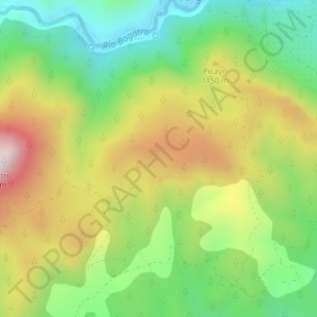 Mappa topografica Monte Picayo, altitudine, rilievo