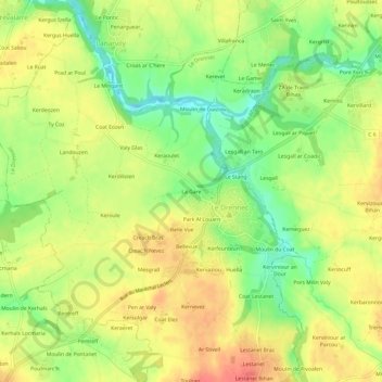 Mappa topografica La Gare, altitudine, rilievo