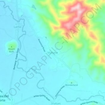 Mappa topografica Mabasa, altitudine, rilievo