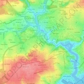 Mappa topografica Kerorven, altitudine, rilievo