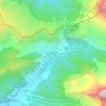 Mappa topografica Les Granges des Forêts, altitudine, rilievo