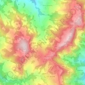 Mappa topografica Cà de Marchi, altitudine, rilievo