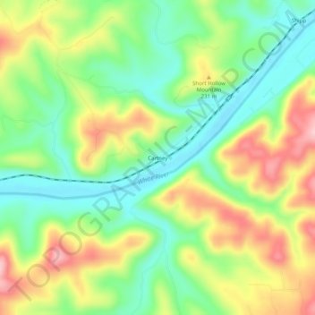 Mappa topografica Cartney, altitudine, rilievo
