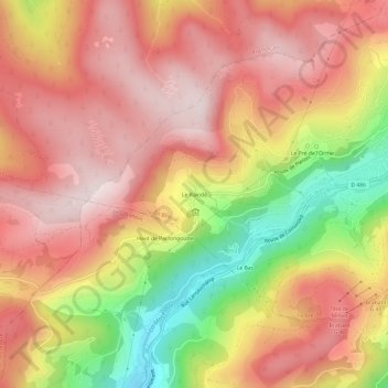 Mappa topografica Le Raindé, altitudine, rilievo