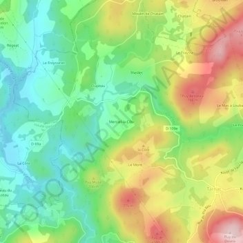 Mappa topografica Merciel-la-Côte, altitudine, rilievo