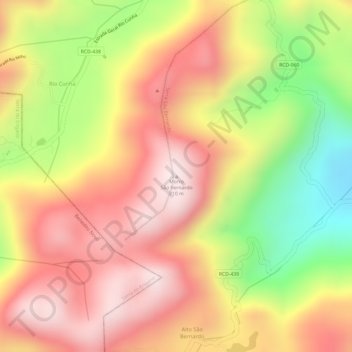 Mappa topografica Morro São Bernardo, altitudine, rilievo