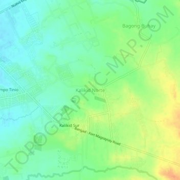Mappa topografica Kalikid Norte, altitudine, rilievo
