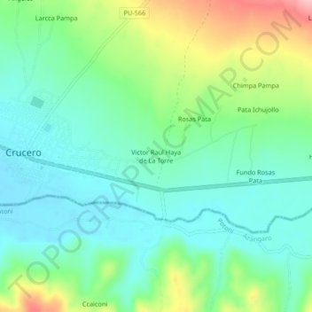 Mappa topografica Victor Raul Haya de La Torre, altitudine, rilievo