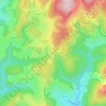 Mappa topografica Le Puits, altitudine, rilievo