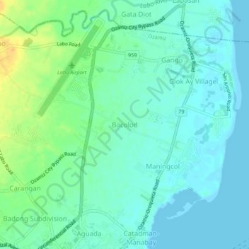 Mappa topografica Bacolod, altitudine, rilievo