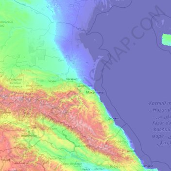 Mappa topografica Dagestan, altitudine, rilievo