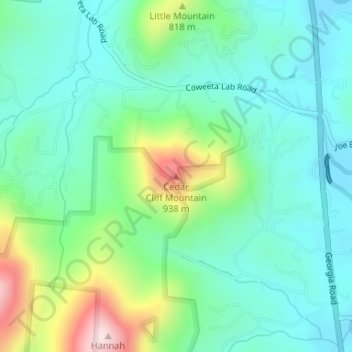 Mappa topografica Cedar Cliff Mountain, altitudine, rilievo