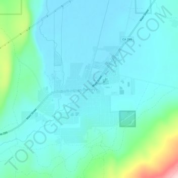 Mappa topografica Burney, altitudine, rilievo