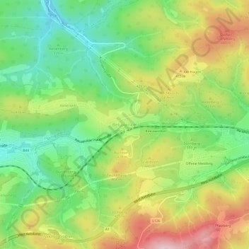 Mappa topografica Rekawinkel, altitudine, rilievo