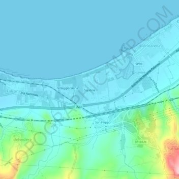 Mappa topografica Sajatine, altitudine, rilievo