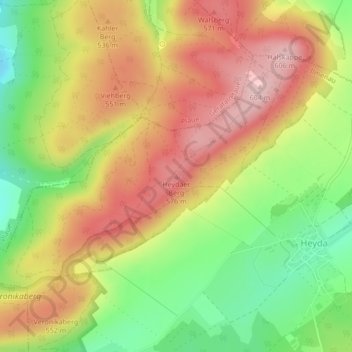 Mappa topografica Heydaer Berg, altitudine, rilievo