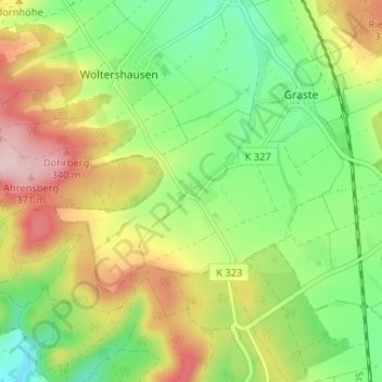 Mappa topografica Hornsen, altitudine, rilievo