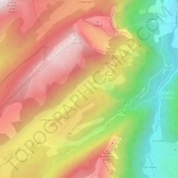 Mappa topografica Fréchet, altitudine, rilievo