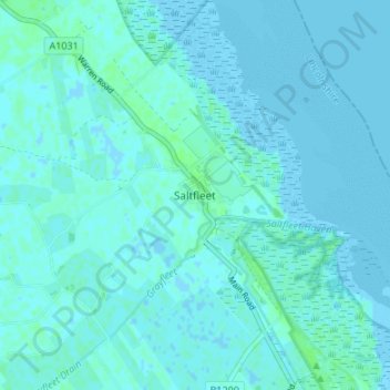 Mappa topografica Saltfleet, altitudine, rilievo