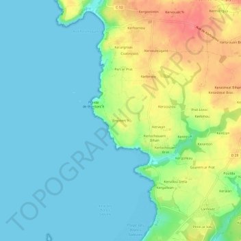Mappa topografica Brenterc'h, altitudine, rilievo