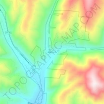 Mappa topografica Gibbonsville, altitudine, rilievo