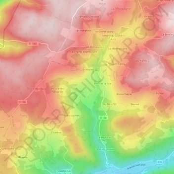 Mappa topografica La Croslière, altitudine, rilievo