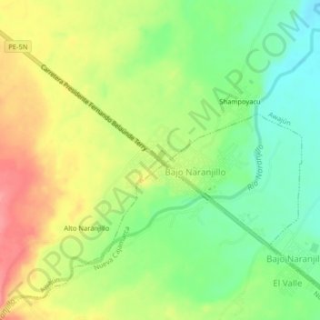 Mappa topografica Naranjillo, altitudine, rilievo