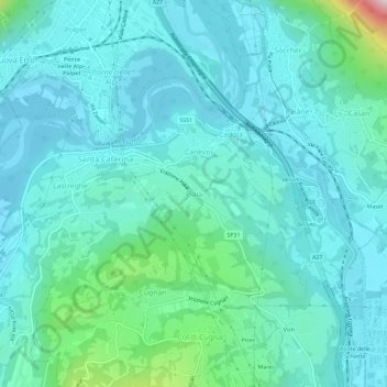 Mappa topografica Piaia, altitudine, rilievo