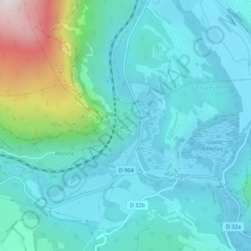 Mappa topografica Pierre Fort, altitudine, rilievo