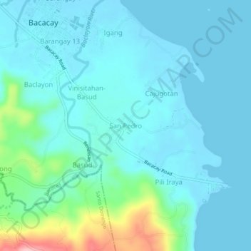 Mappa topografica San Pedro, altitudine, rilievo