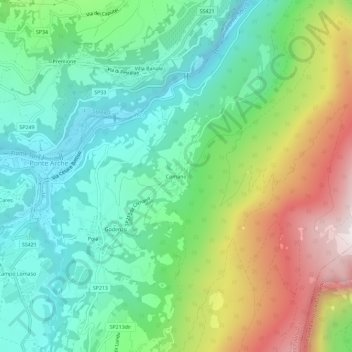 Mappa topografica Comano, altitudine, rilievo