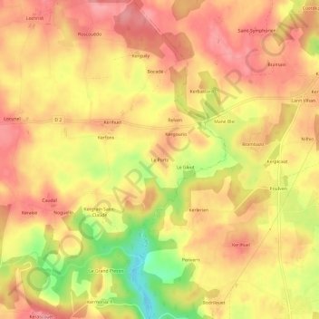 Mappa topografica Le Portz, altitudine, rilievo