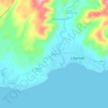 Mappa topografica Taboc, altitudine, rilievo