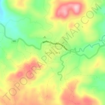 Mappa topografica Santa Clara, altitudine, rilievo
