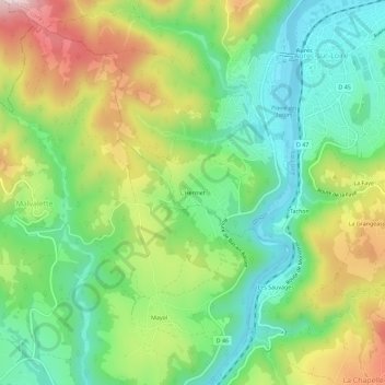 Mappa topografica L'Hermet, altitudine, rilievo