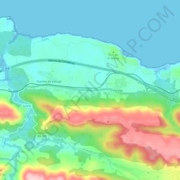 Mappa topografica Riego, altitudine, rilievo