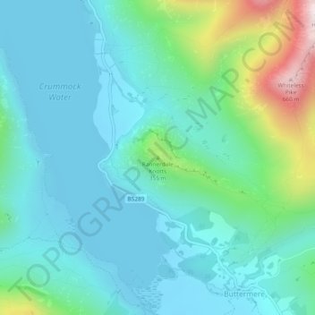 Mappa topografica Rannerdale Knotts, altitudine, rilievo